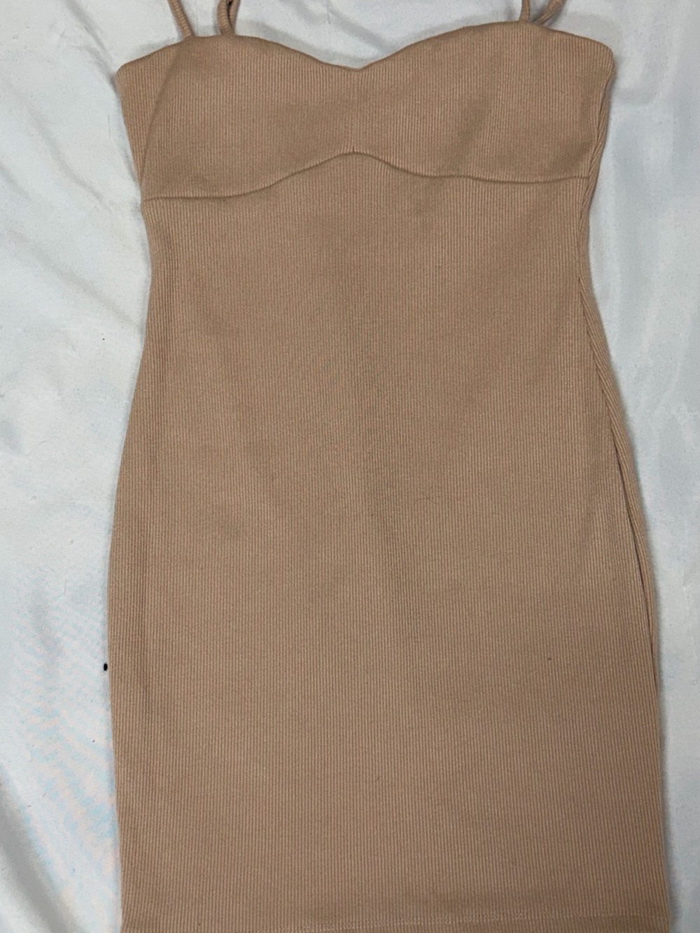 Princess Polly Nude Ribbed Sweetheart Mini Dress